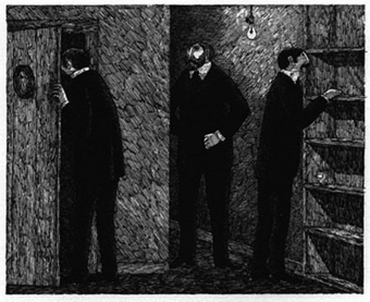 Edward Gorey Picture of the three men